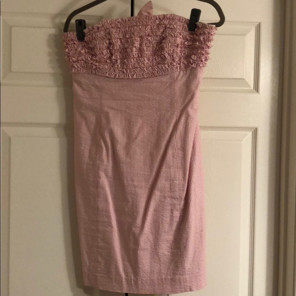 Pink and white seersucker Lilly Pulitzer dress